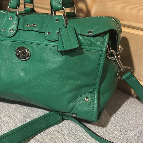 Coach 33689 Green Genuine Leather Rhyder Satchel Shoulder Bag Purse - Picture 3 of 15
